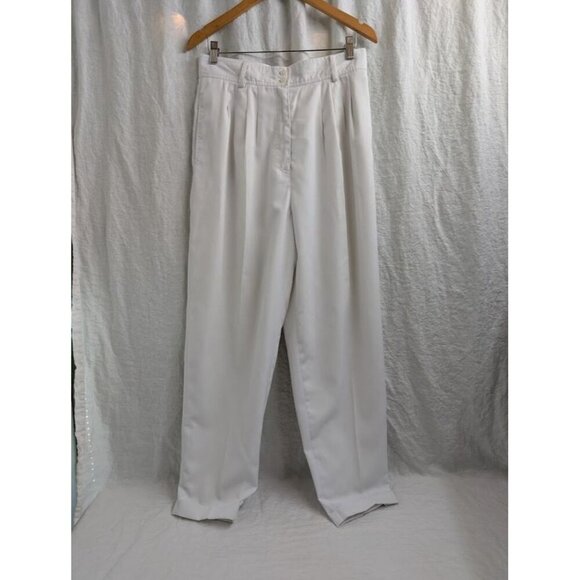 Together! Vintage 1980's white pleated cuffed lined pants women's size 10 T10 - Picture 1 of 8